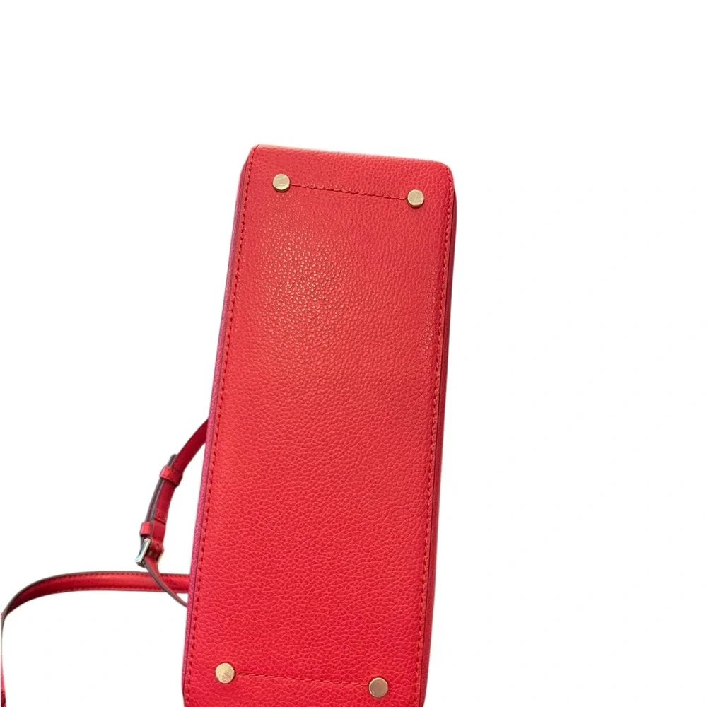 Kate Spade Eva Small Satchel Crossbody Bag‎ + Wallet Red Pebbled Leather Gold